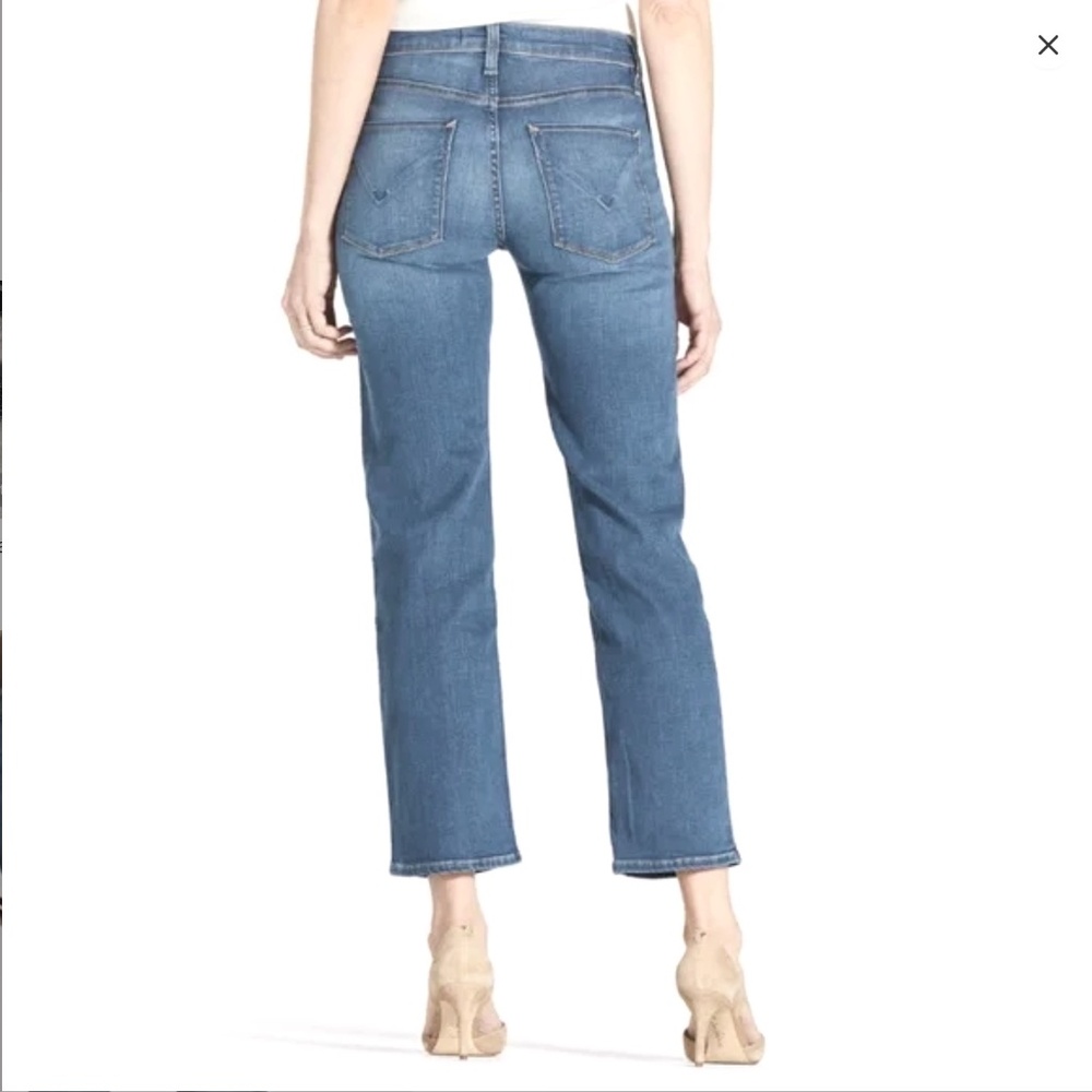 Hudson Jeans Nico Mid Rise Cigarette, Blue, Rips Distress, Fray Raw Hem